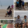 <p align=left>Montage des deux voyageuses a Myrtle Beach 2013: sur la plage, il ne faut pas croire que Louise lit, elle observe les pêcheurs!<br />Sur le " boardwalk" avec un policier en bicycle. Une petite partie de mini-putt et finalement notre traditionnelle photo sur le quai du Myrtle Beach State Park.